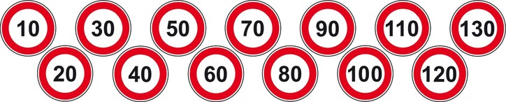 Speed limit road signs