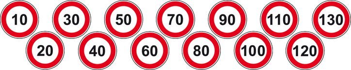 Speed limit road signs